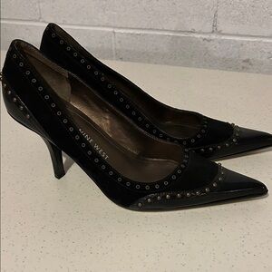 NWOT Nine West, Black Suede and Leather with Studs